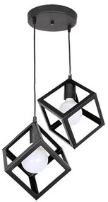 Κρεμαστό Φωτιστικό Οροφής Thora E27 δίφωτο 22x22x70εκ Megapap-GP030-0046,1-Μαύρο GP030-0046,1