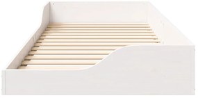 vidaXL Κρεβάτι δαπέδου Λευκό 100 x 220 cm Μασίφ ξύλο πεύκου