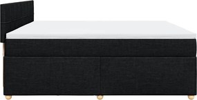 vidaXL Κρεβάτι Boxspring με Στρώμα Μαύρο 200x200 εκ. Υφασμάτινο