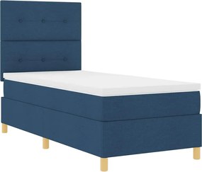 vidaXL LED Κρεβάτι με βάθρο με στρώμα Μπλε 80 x 200 cm ύφασμα