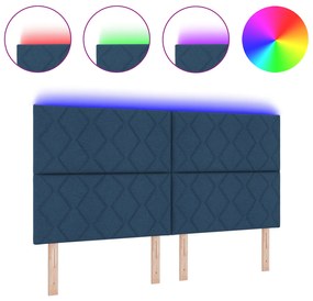 vidaXL LED Κεφαλάρι Σχεδίαση Διαμαντιών Μπλέ 180 cm Ύφασμα