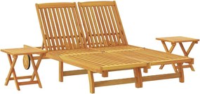 vidaXL Ξαπλώστρα Καφέ Στερεό Ξύλο Ακακίας