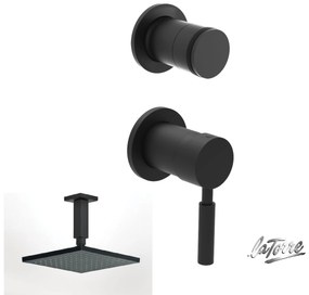 La Torre NEW TECH Black matt 12051SP-400 34374-400 Μίκτης εν/μού+εκτρ περ/ικός 2 εξ+Αν/ενη Κεφαλή Square 20x20εκ+Μπράτσο Οροφής