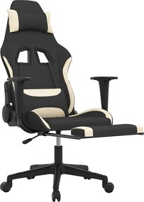 vidaXL Καρέκλα Gaming Μαύρο και κρεμ Ύφασμα με Υποπόδιο