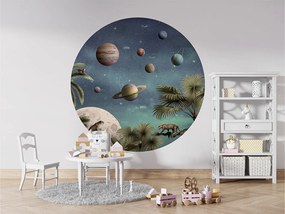 Pretty Planets Ταπετσαρια Τοιχου Σκουρο Μπλε Στρογγυλη 80cm