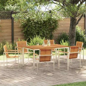 vidaXL Σέτ φαγητού για κήπο 7 pcs Σταθερό Ξύλο Ακακίας