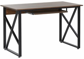 Τραπέζι γραφείου Berwyn 387, Με ράφι πληκτρολογίου, 74x120x60cm, 18 kg, Σκούρο ξύλο, Μαύρο | Epipla1.gr