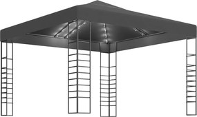 vidaXL Κιόσκι με Φωτάκια LED Ανθρακί 3 x 3 μ.