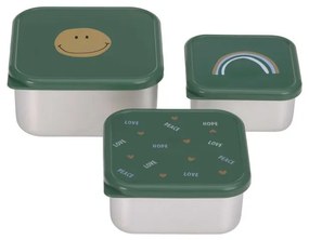 Laessig Snackbox set inox Happy Rascals Smile Green