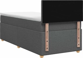 vidaXL Κρεβάτι box spring με στρώμα Σκούρο Γκρι 80 x 200 cm Ύφασμα