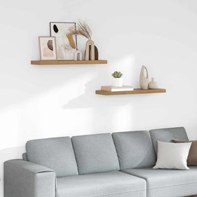 Ράφι Τοίχου 2 pcs Καφέ 80 x 23,5 x 4 εκ Επεξεργασμένο ξύλο