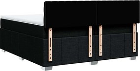 vidaXL Κρεβάτι Boxspring με Στρώμα Μαύρο 200x200 εκ. Υφασμάτινο