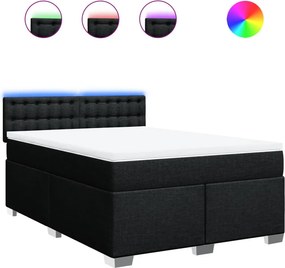 vidaXL Κρεβάτι Boxspring με Στρώμα Μαύρο 140x200 εκ. Υφασμάτινο