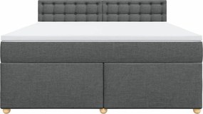 vidaXL Κρεβάτι Boxspring με Στρώμα Σκούρο Γκρι 180x200 εκ Υφασμάτιν