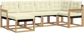 vidaXL Σειρά Καναπέ Εξωτερικού με μαξιλάρι 6 pcs Λευκό και Κρεμ