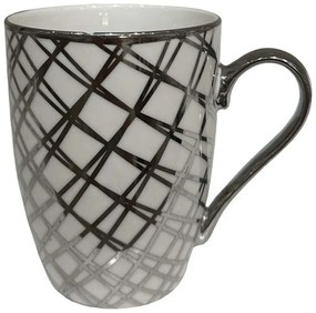 Κούπα Chic 028832 8x8x11cm White-Silver Πορσελάνη