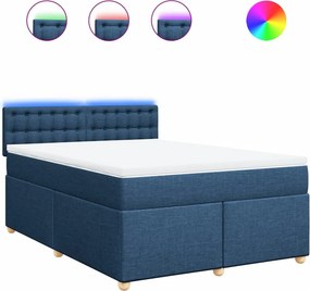 vidaXL Κρεβάτι Boxspring με Στρώμα Μπλε 140x200 εκ. Υφασμάτινο