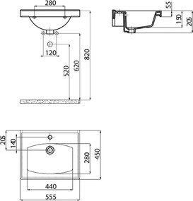 Creavit Superior TF155 - Νιπτήρας Επίπλου / Κρεμαστός 55x45