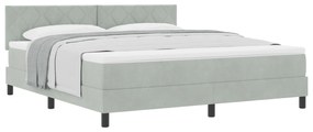 vidaXL Κρεβάτι Box Spring με Στρώμα  σε Ανοιχτό Γκρι Super King Βελούδο