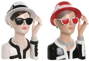 Διακοσμητική Φιγούρα Home ESPRIT Μαύρο Κόκκινο Γυναίκα 17,5 X 14 X 27 CM (x2)