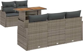 vidaXL Σετ Καναπέ Κήπου με αποθήκευση 6 pcs Γκρι Πολυ ράταν