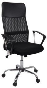 WOODWELL BF2400 Πολυθρόνα Γραφείου Διευθυντή, Βάση Χρώμιο, Pu Μαύρο, Mesh Μαύρο 61x63x110/120cm ΕΟ502,1