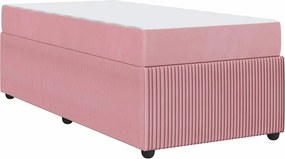 vidaXL Σκελετός Κρεβατιού με στρώμα Ροζ 90 x 200 cm ύφασμα