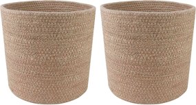vidaXL Σετ Γλαστρών 2 pcs Φυσικό Ø 21 x 21 εκ 100% Γιούτα Τοσσά