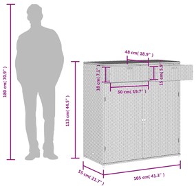 ΝΤΟΥΛΑΠΙ ΑΠΟΘΗΚΕΥΣΗΣ ΚΗΠΟΥ ΚΑΦΕ 105X55X113 ΕΚ. ΣΥΝΘΕΤΙΚΟ ΡΑΤΑΝ 365564