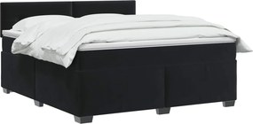 vidaXL Κρεβάτι Box Spring με Στρώμα και LED Μαύρο 140 x 200 cm Βελούδο