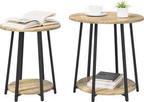 vidaXL Σετ βοηθητικά τραπεζάκια με ράφι 2 pcs Σονομα δρυς και Μαύρο