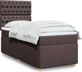 vidaXL Κρεβάτι Boxspring με Στρώμα Σκούρο Καφέ 100x200 εκ. Υφασμάτινο