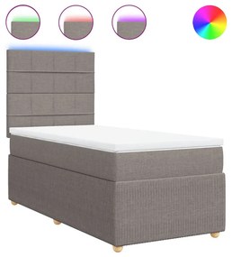 Κρεβάτι Boxspring με Στρώμα Taupe 80x200 εκ. Υφασμάτινο - Μπεζ-Γκρι