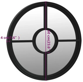 vidaXL Καθρέφτης για Εσ. Χώρους Στρογγυλός Μαύρος 60 x 4 εκ. Σίδερο