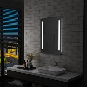 vidaXL Καθρέφτης Μπάνιου Τοίχου με LED & Ράφι 60 x 80 εκ.