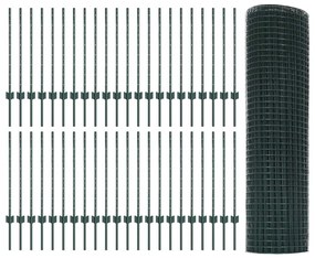 vidaXL Φράχτης με Στήλες. Πράσινο 0.8 x 100 μ Ατσάλι