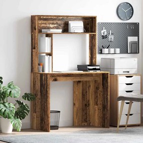 vidaXL Γραφείο με ράφι Παλαιό ξύλο 91 x 50 x 149 εκ Επεξεργασμένο ξύλο
