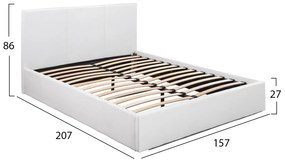 Κρεβάτι Bobbi Pu Λευκό Με Αποθηκευτικό Χώρο 150x200 εκ.