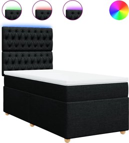 vidaXL Κρεβάτι Boxspring με Στρώμα Μαύρο 90x190 εκ.Υφασμάτινο