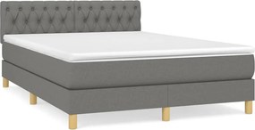 vidaXL Κρεβάτι Boxspring με Στρώμα Σκούρο Γκρι 140x200 εκ Υφασμάτινο