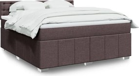vidaXL Κρεβάτι Boxspring με Στρώμα Σκούρο Καφέ 180x200 εκ Υφασμάτινο