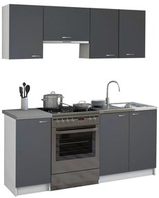 ΣΥΝΘΕΣΗ ΚΟΥΖΙΝΑΣ MAURICE ΜΕΛΑΜΙΝΗ ΓΚΡΙ-ΛΕΥΚΟ HM2441.10 180x29,2-46εκ.