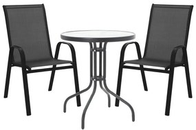 Σετ κήπου - Τραπεζαρία κήπου Calan-Watson σετ 3τεμ μέταλλο μαύρο-textilene μαύρο 60x60x70 εκ.