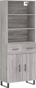 vidaXL Ντουλάπι Γκρι Sonoma 69,5 x 34 x 180 εκ. Επεξεργασμένο Ξύλο