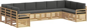 vidaXL Σειρά Καναπέ Εξωτερικού 10 pcs Άσπρο και Ανθρακί