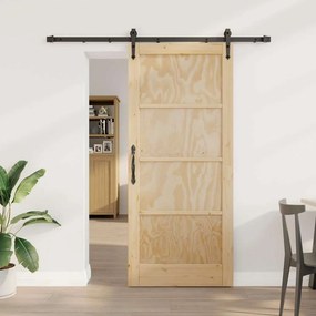 vidaXL Συρόμενη Πόρτα Φυσικό και μαύρο 78 x 202 εκ.