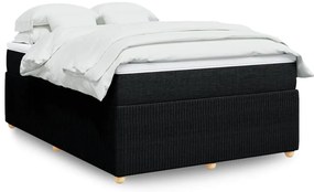 vidaXL Κρεβάτι Boxspring με Στρώμα Μαύρο 140x190 εκ. Υφασμάτινο