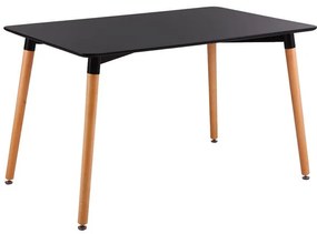 ART Τραπέζι Τραπεζαρίας Κουζίνας, Μαύρο MDF, Πόδια Οξιά Φυσικό  120x80x73cm Ε7088,2