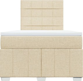 vidaXL Κρεβάτι Boxspring με Στρώμα Κρεμ 120x200 εκ. Υφασμάτινο