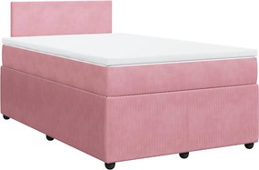 vidaXL Κρεβάτι Boxspring με Στρώμα Ροζ 120x200 εκ. Βελούδινο